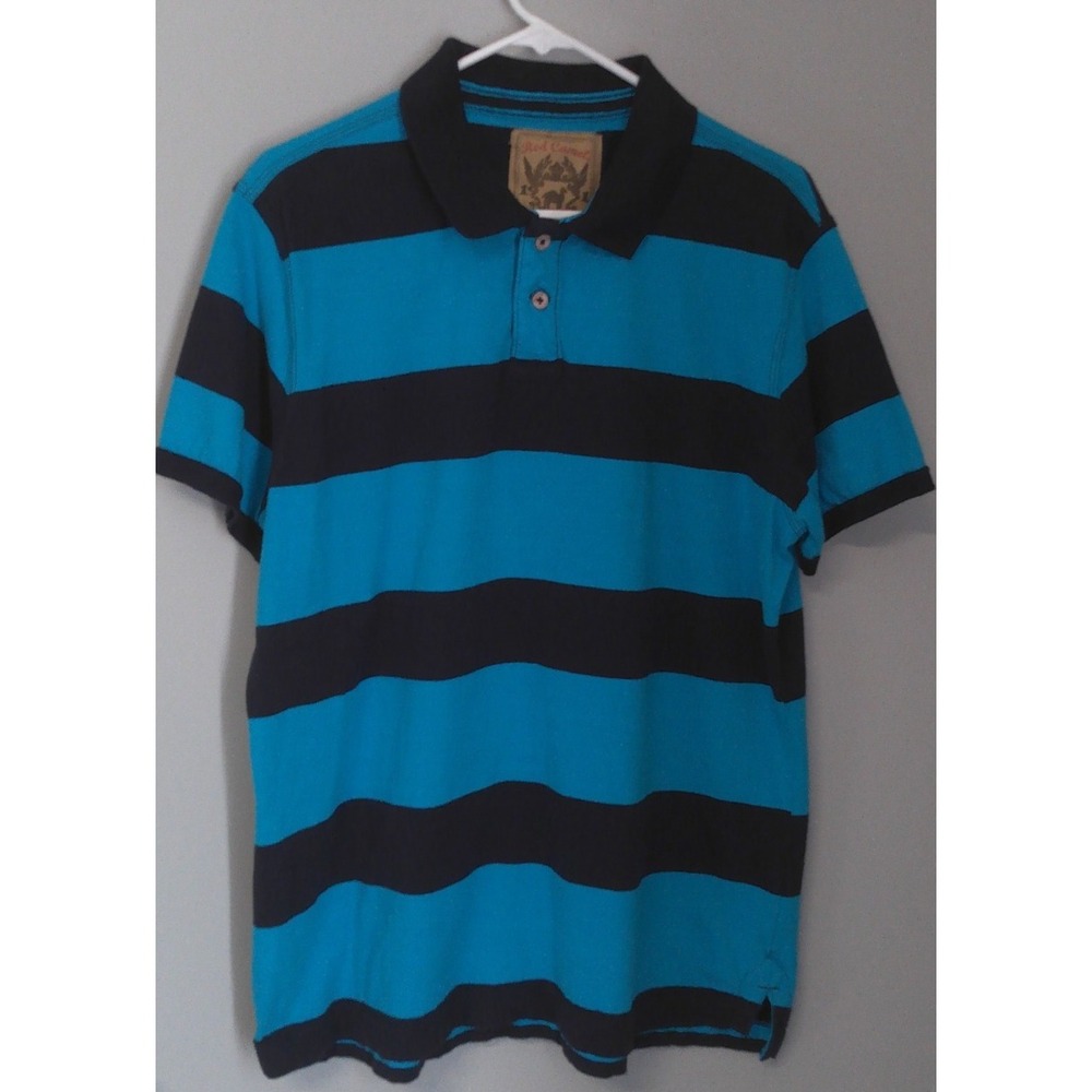 MENS RED CAMEL STRIPED POLO SHIRT SIZE XL TEAL & NAVY BLUE